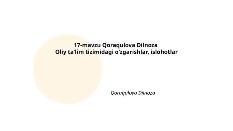 Oliy ta'lim tizimida o'zgarishlar islohotlar