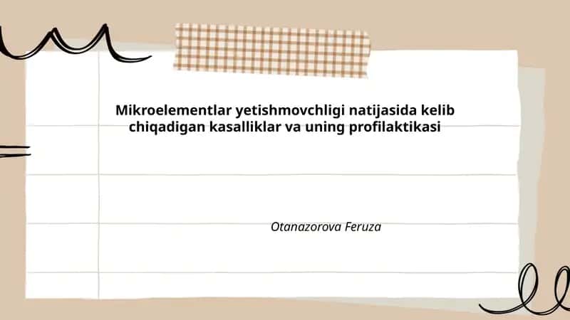 Mikroelementlar yetishmovchligi natijasida kelib chiqadigan kasalliklar va uning profilaktikasi