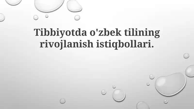Tibbiyotda o'zbek tilining rivojlanishi
