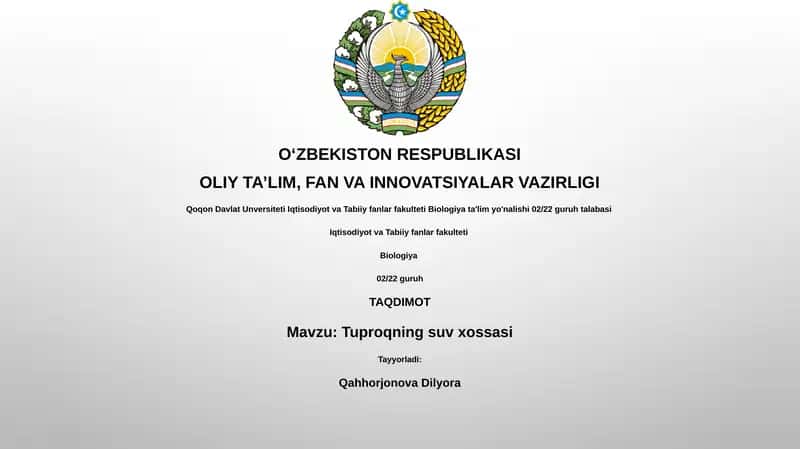 Tuproqning suv xossasi