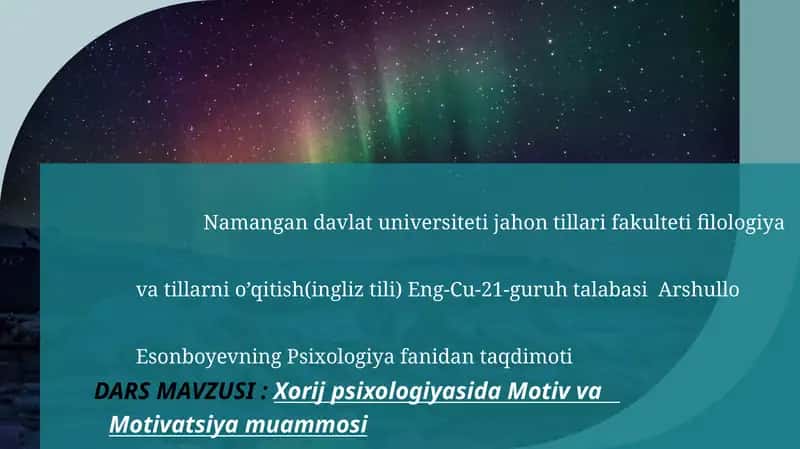 Psixologiya fanidagi "Motiv va Motivatsiya Muammosi"