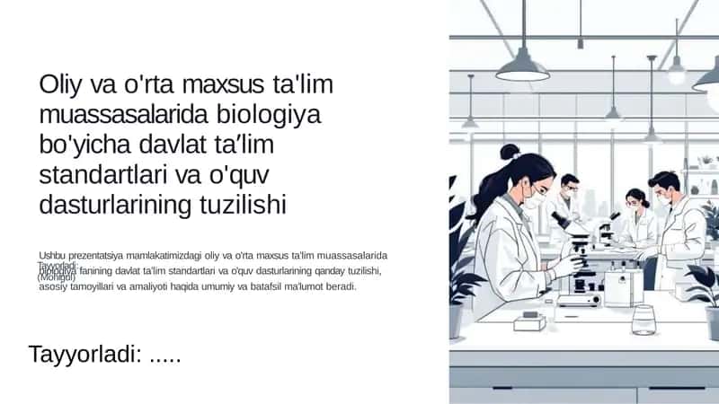 Biologiya fanining davlat ta'lim standartlari va qo'lda tutgan dasturlari