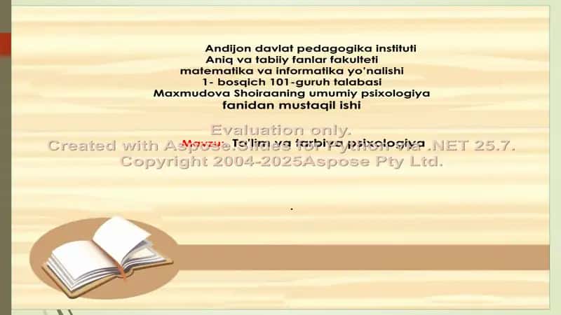 Maxmudova Shoiraaning umumiy psixologiya fanidan mustaqil ishi
