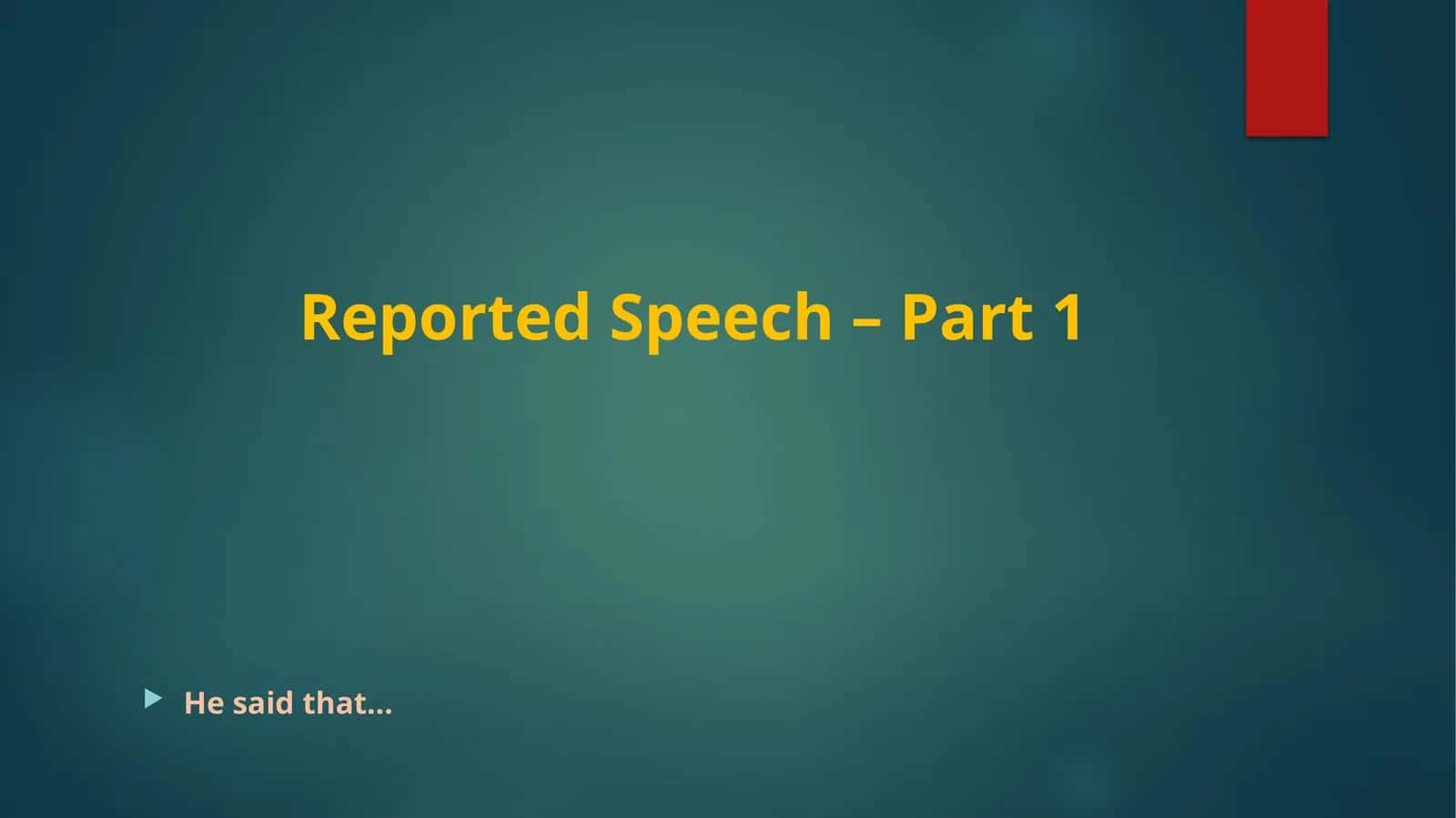 Reported Speech - Part 1