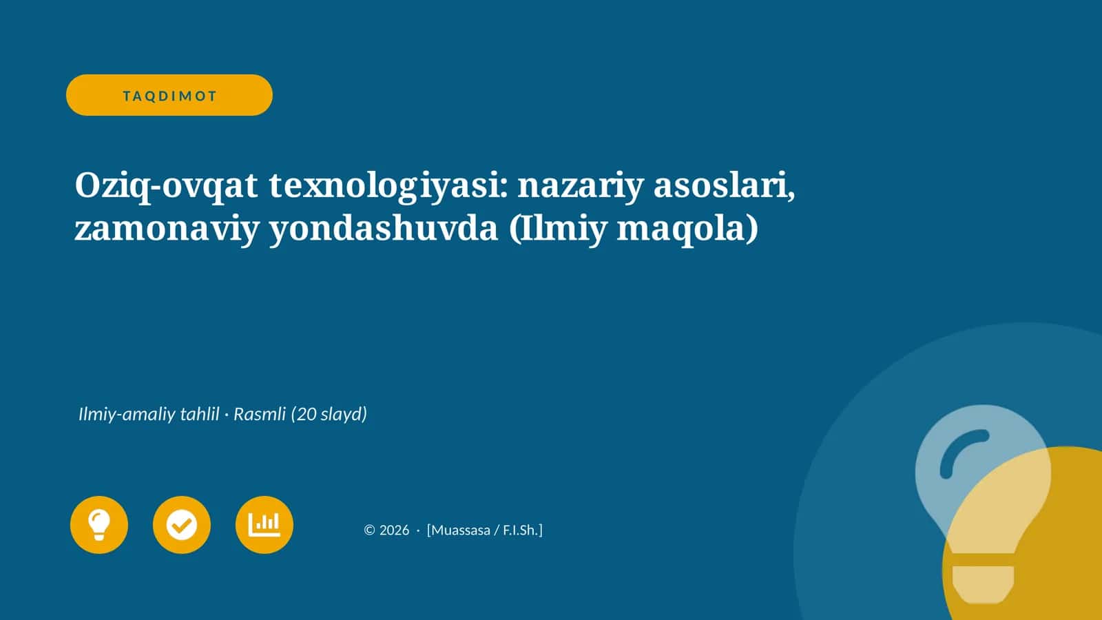 Oziq-ovqat texnologiyasi: nazariy asoslari, zamonaviy yondashuvda