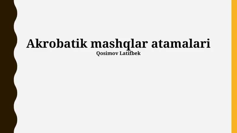 Akrobatik mashqlar atamalari