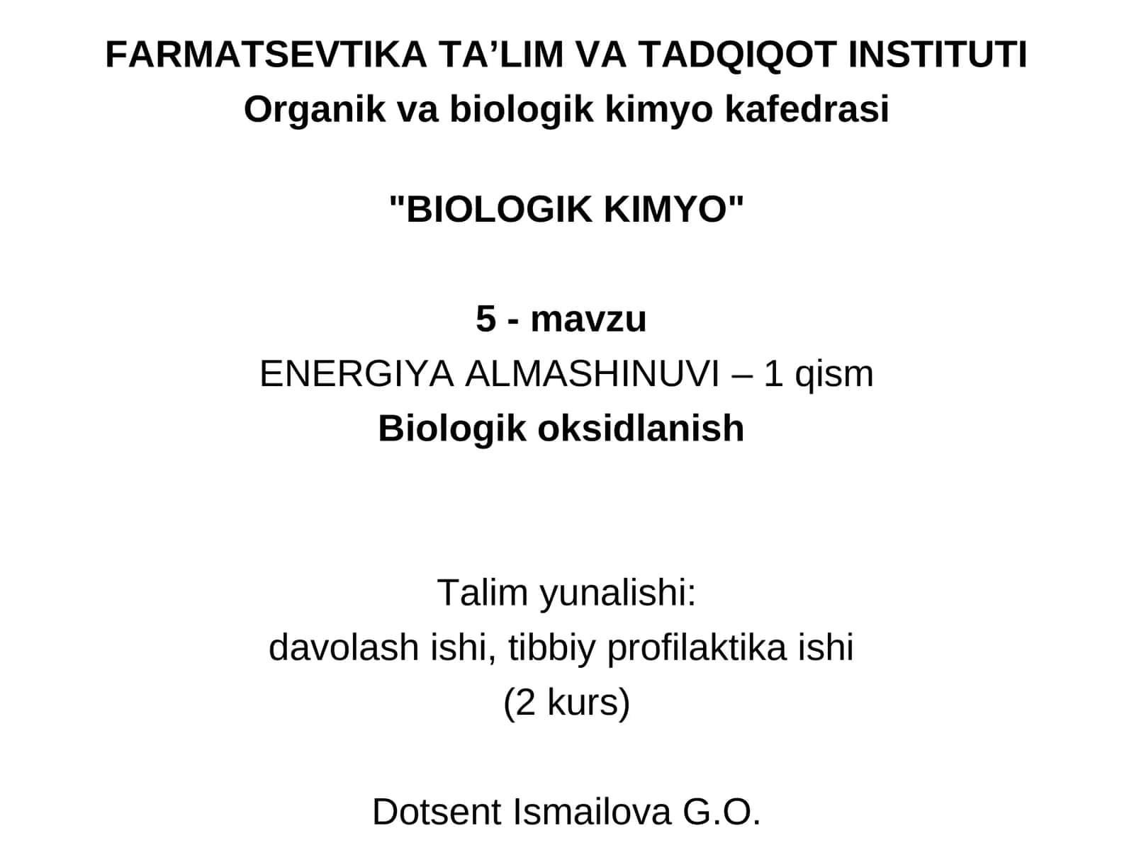 BIOLOGIK KIMYO