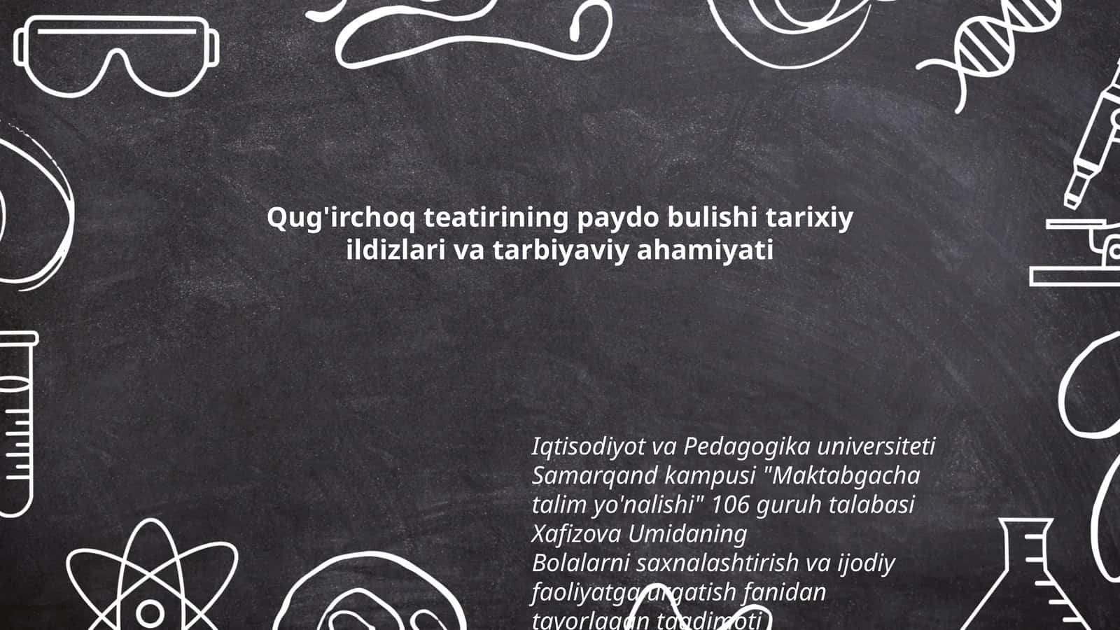 Bolalarni saxnalashtirish va ijodiy faoliyatga urgatish fanidan tayorlagan taqdimoti