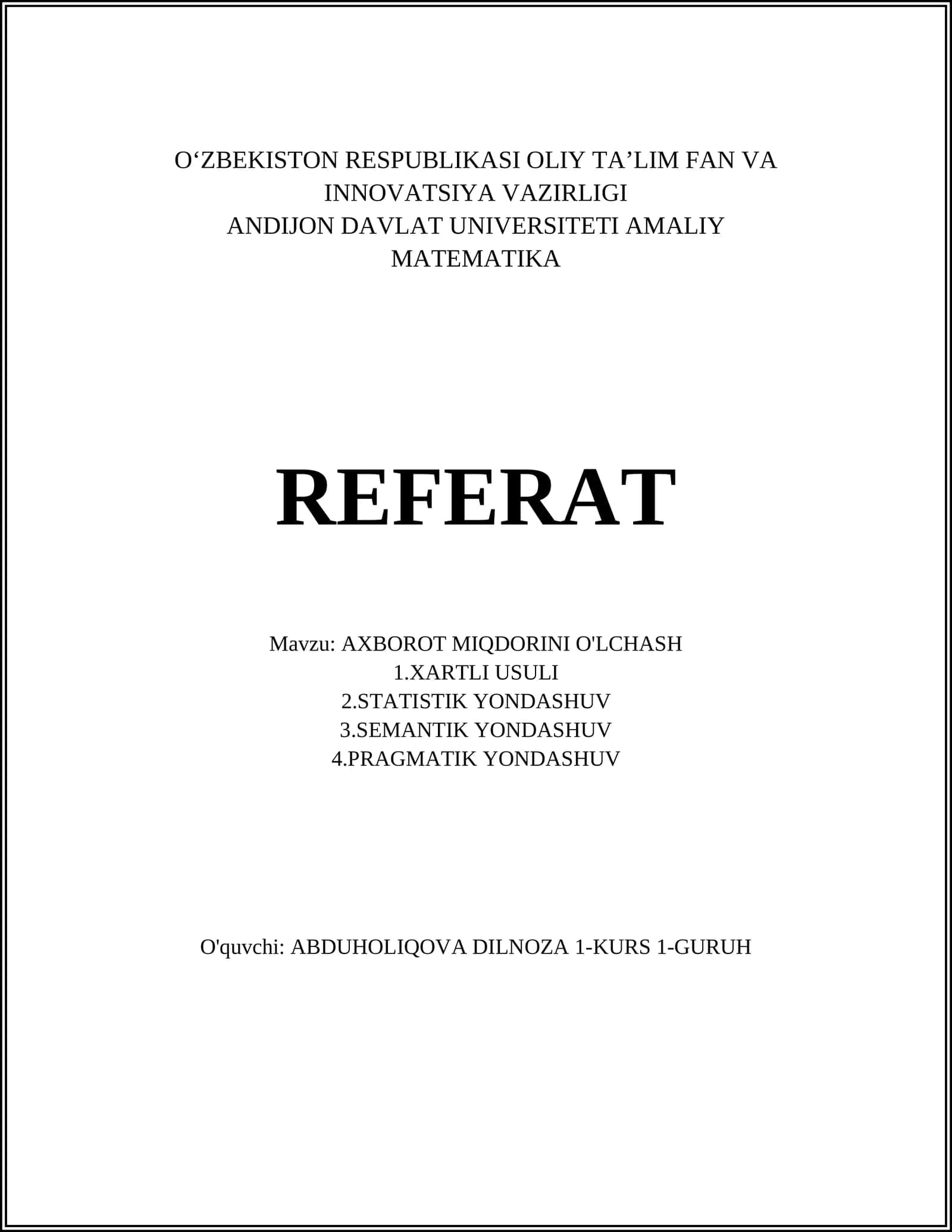 AMALIY MATEMATIKA REFERAT