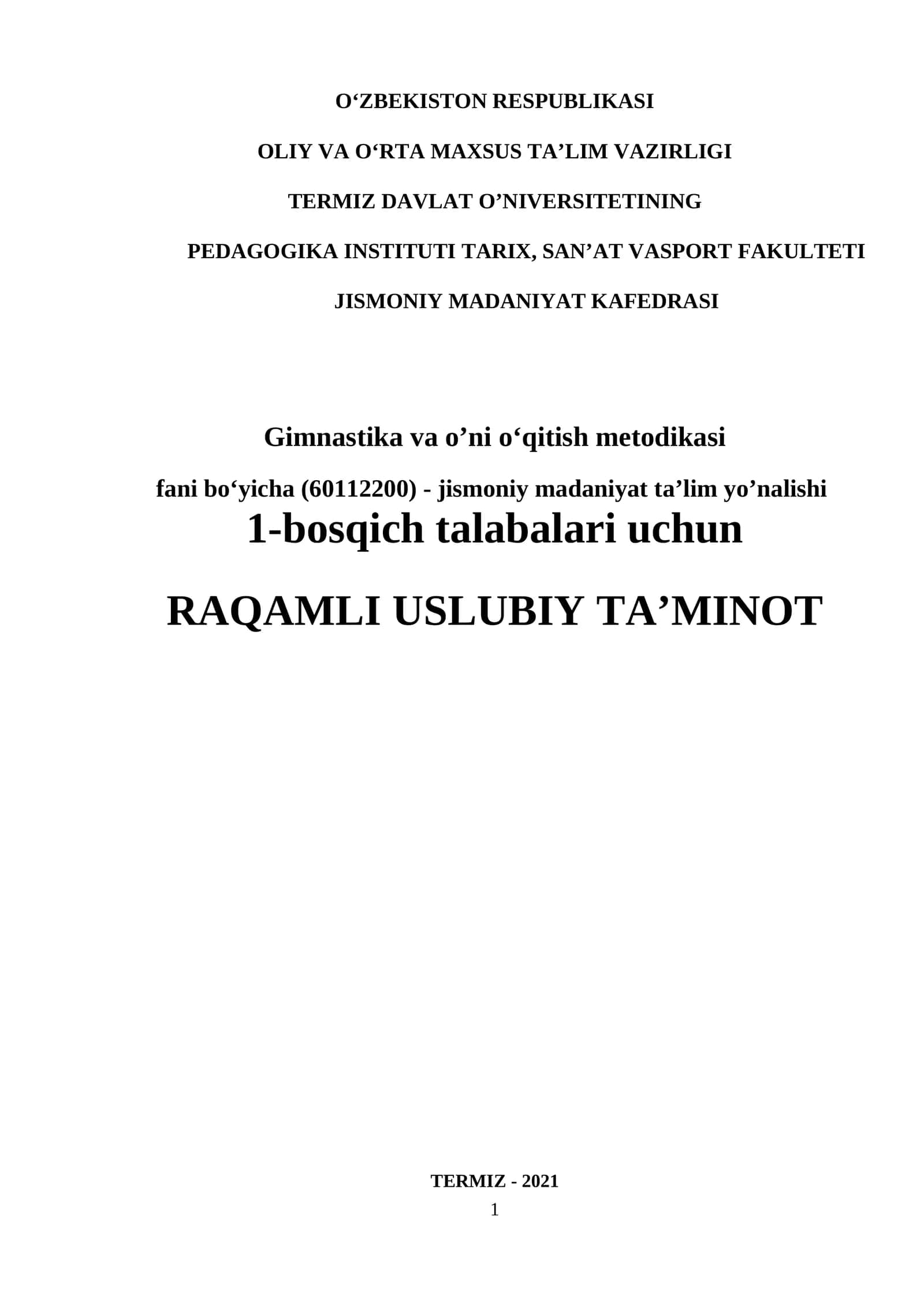 RAQAMLI USLUBIY TA’MINOT