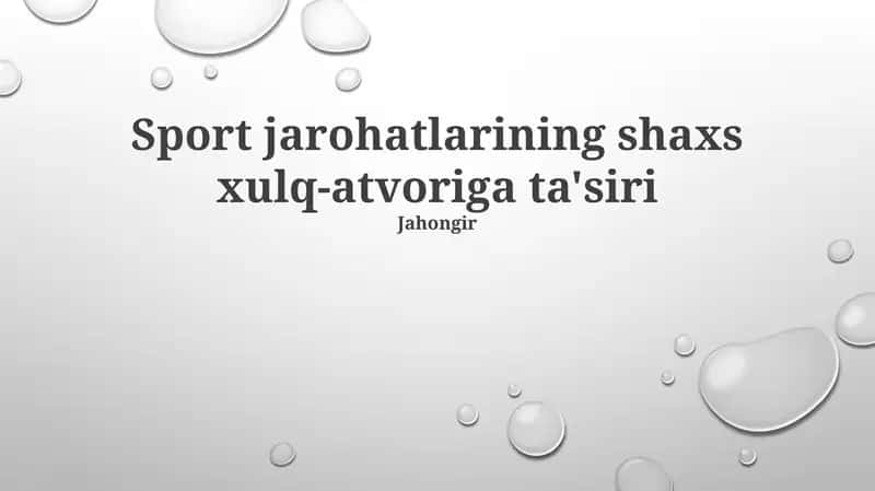 Sport jarohatlarining shaxs xulq-atvoriga ta'siri