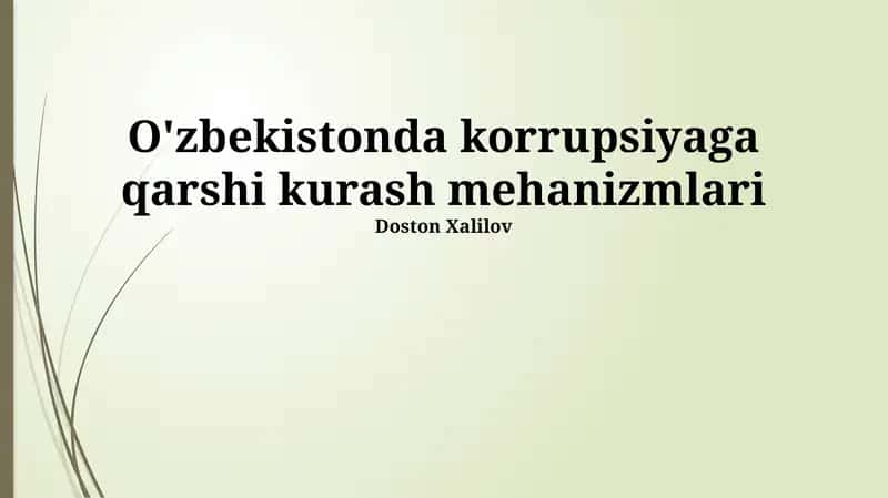 O'zbekistonda korrupsiyaga qarshi kurash mehanizmlari
