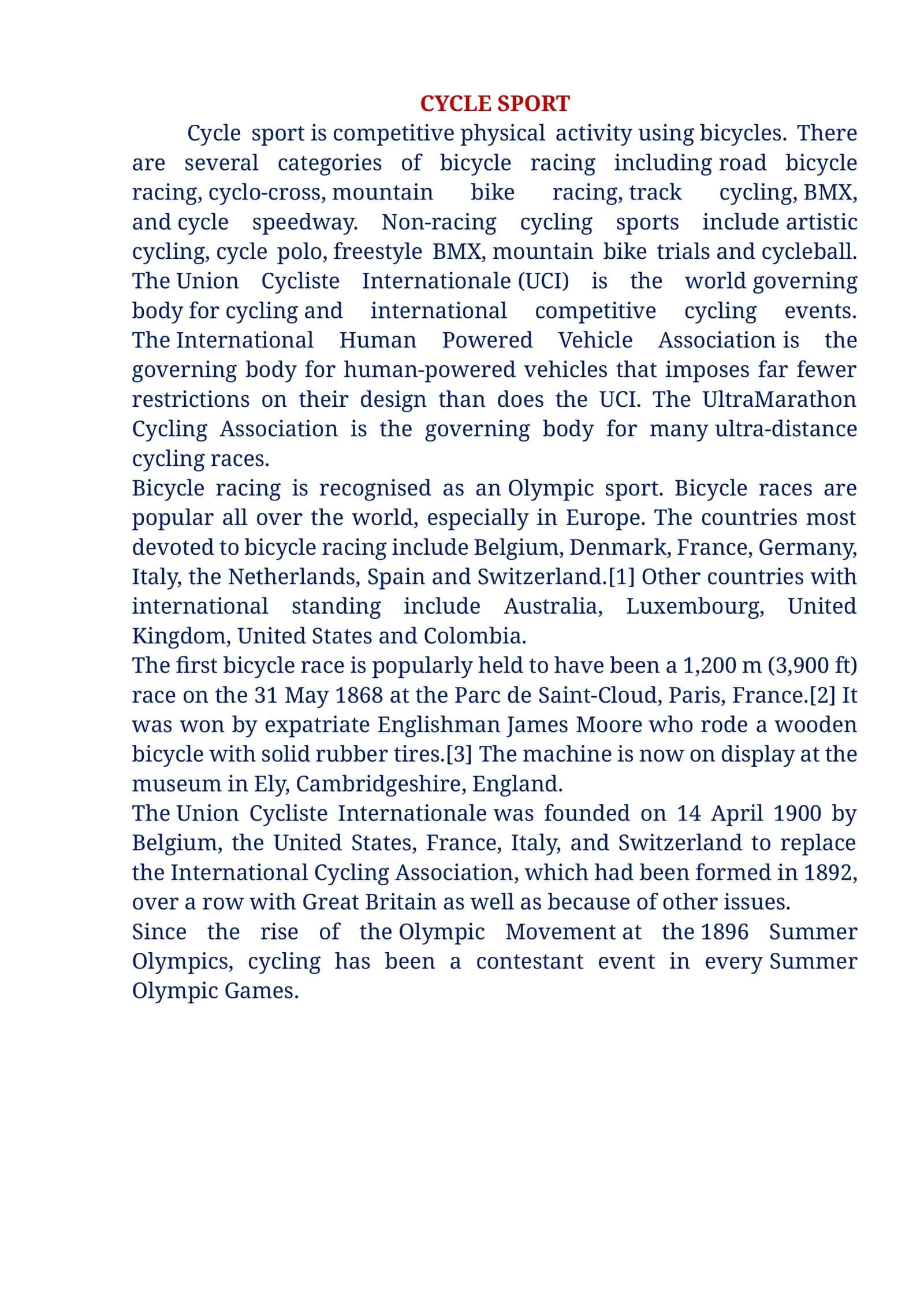 Cycle Sport