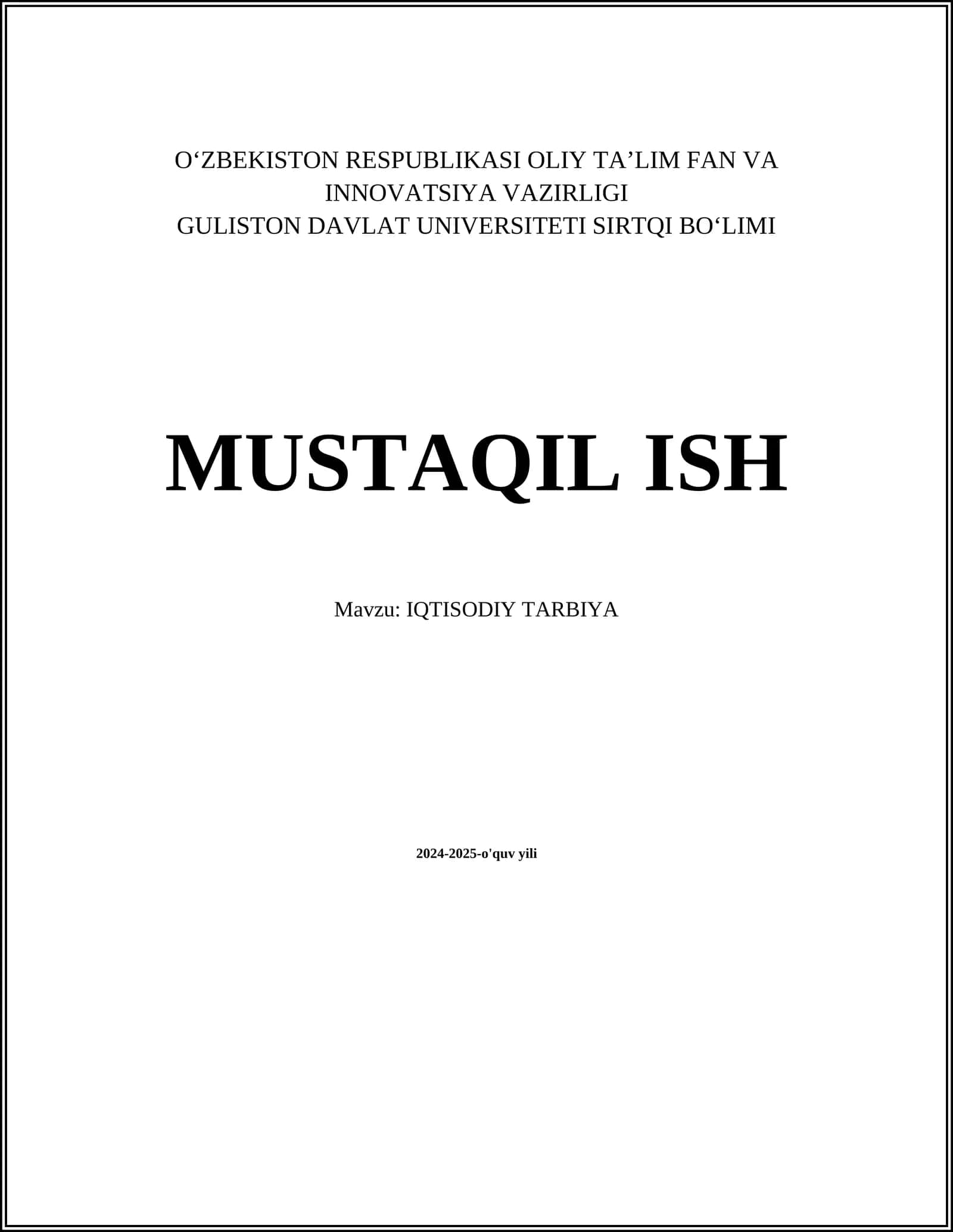 Iqtisodiy Tarbiya