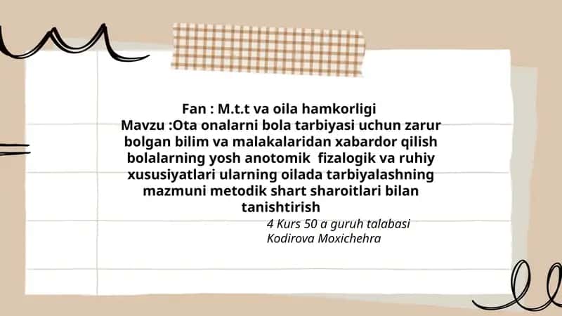 Ota onalarni bola tarbiyasi