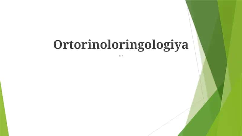 LOR kasalliklari sohasi