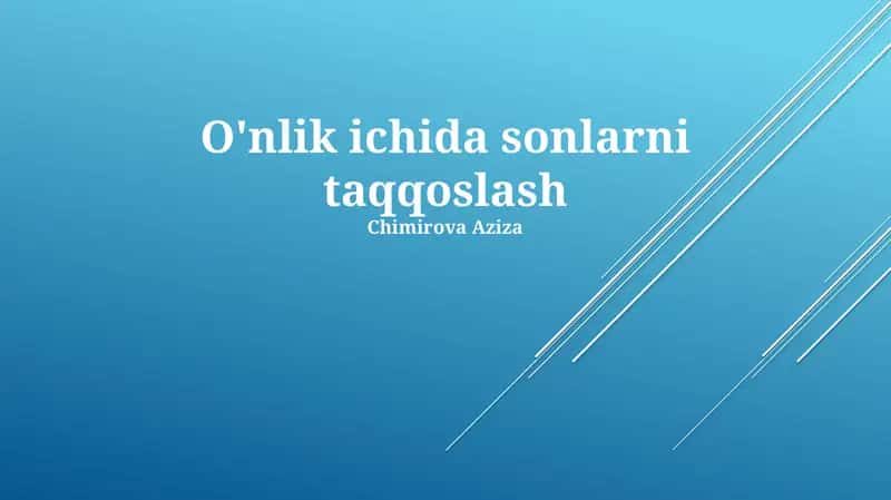 O'nlik ichida sonlarni taqqoslash