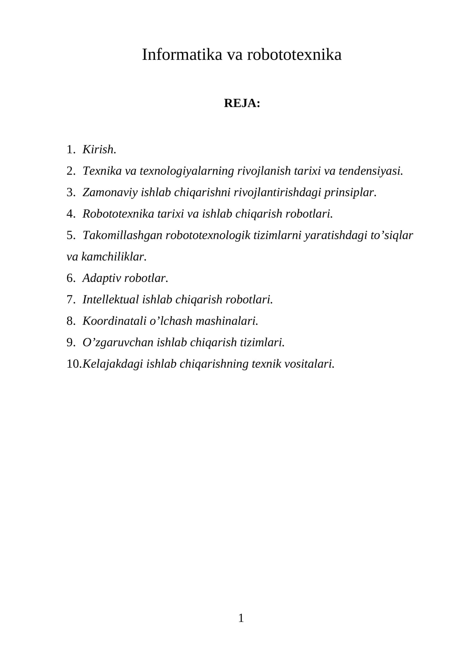 Informatika va robototexnika