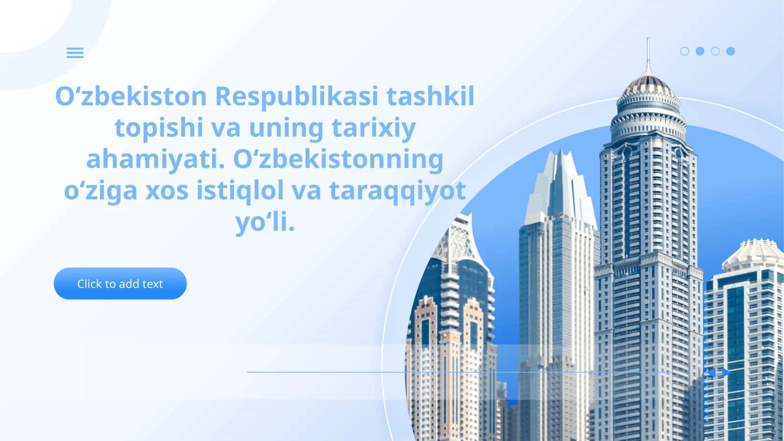 Oʻzbekiston Respublikasi tashkil topishi va uning tarixiy ahamiyati. Oʻzbekistonning oʻziga xos istiqlol va taraqqiyot yoʻli