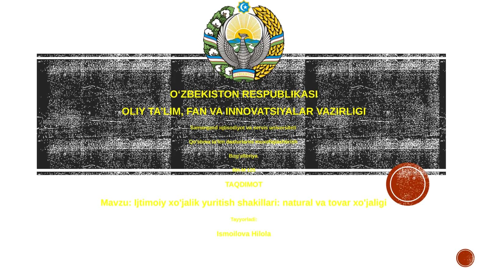 Ijtimoiy xo'jalik yuritish shakillari: natural va tovar xo'jaligi