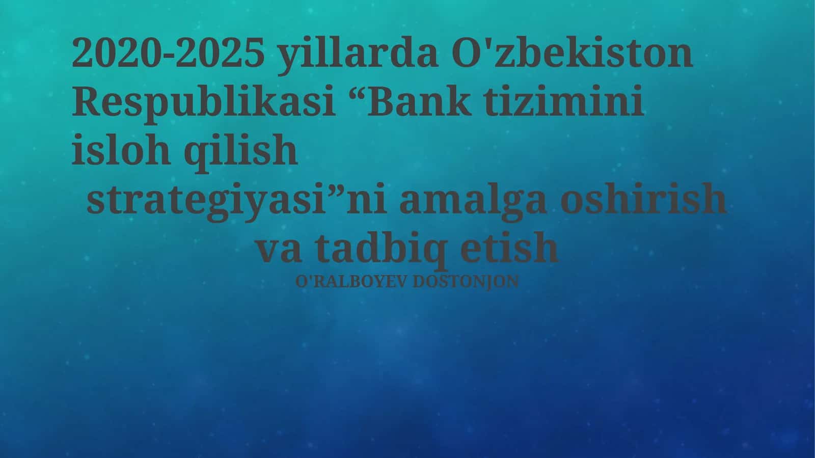 Bank tizimini isloh qilish strategiyasi