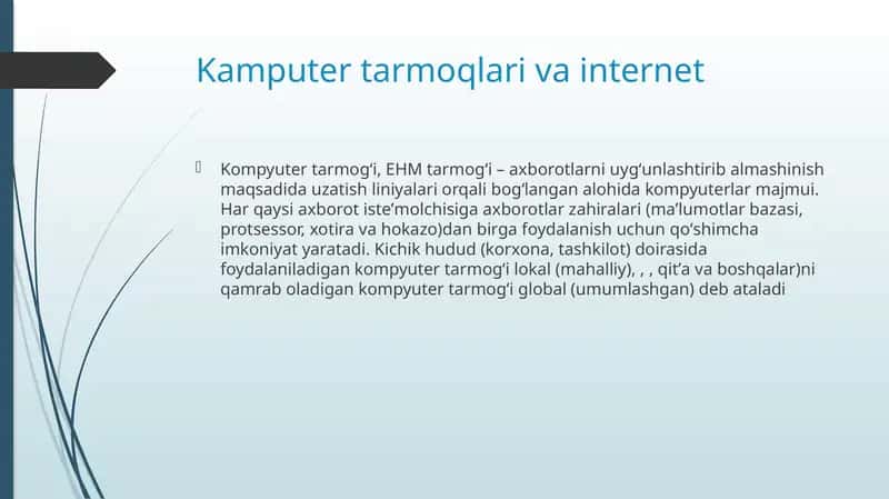 Kompyuter tarmoqlari va internet