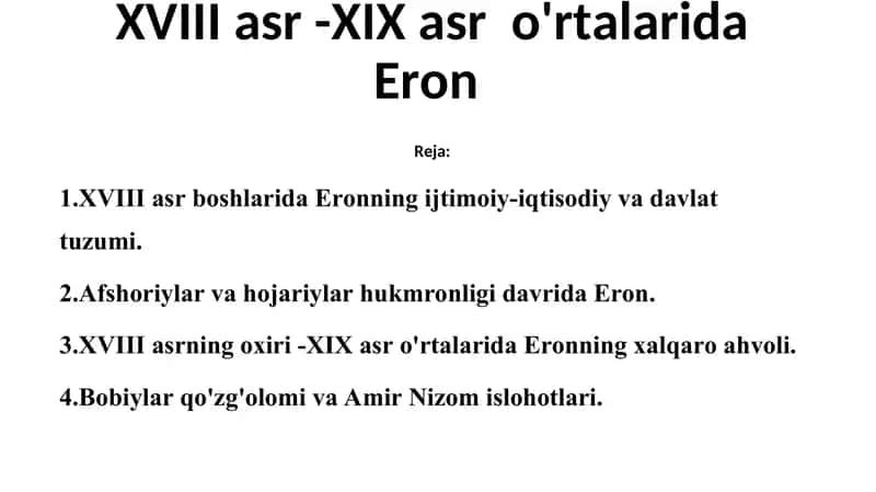 Eronning Ijtimoiy-Iqtisodiy va Davlat Tuzumi