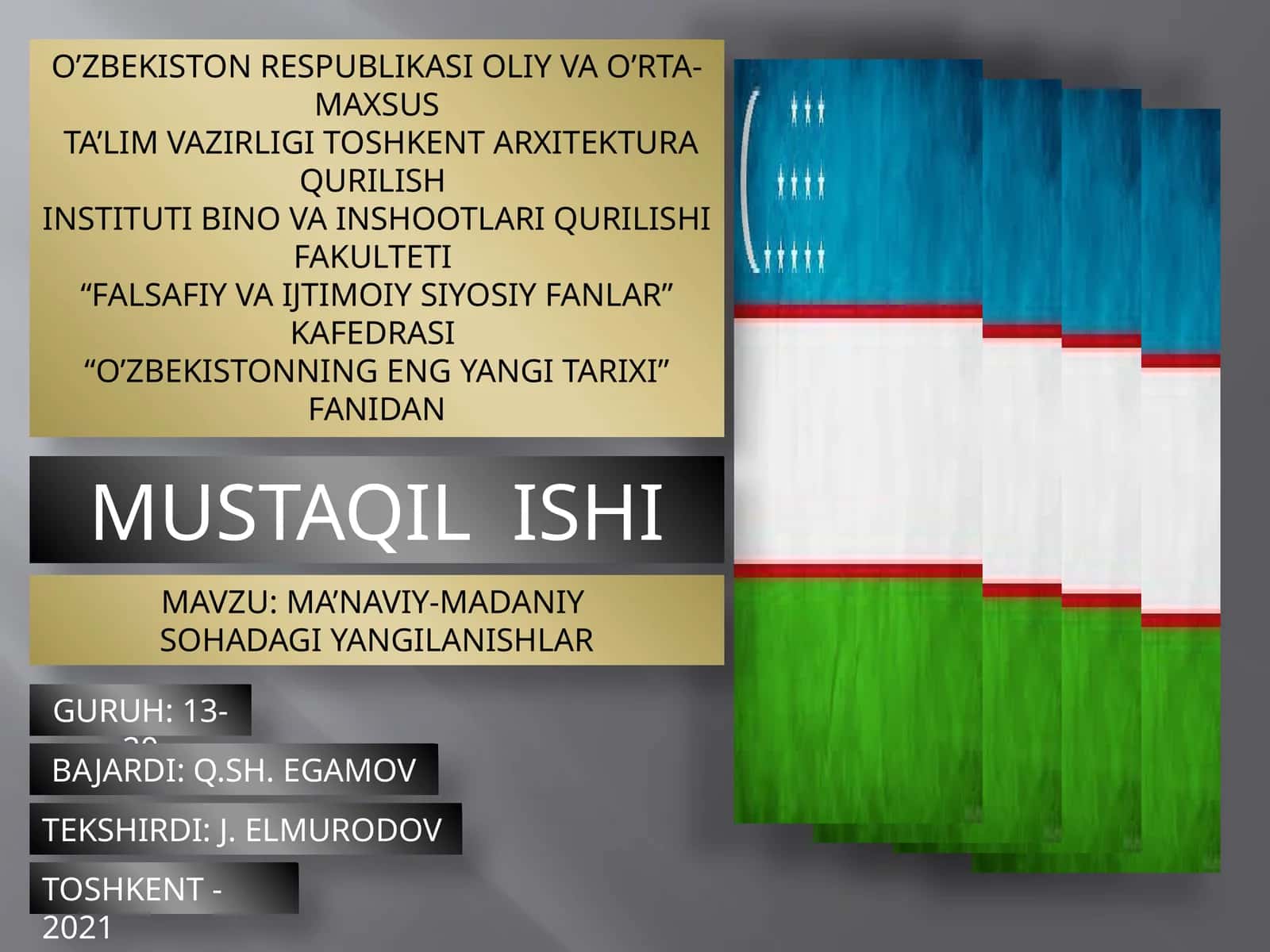 O’ZBEKISTONNING ENG YANGI TARIXI