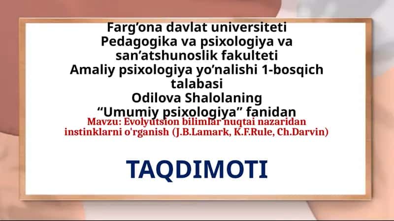 Umumiy psixologiya mustaqil ishi