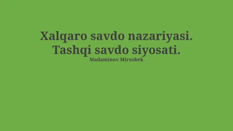 Xalqaro savdo nazariyasi