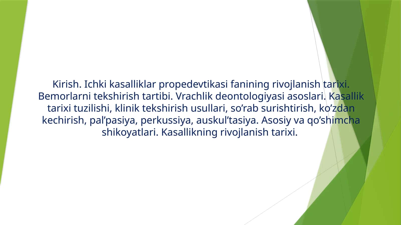 Ichki kasalliklar propedevtikasi fanining rivojlanishi tarixi