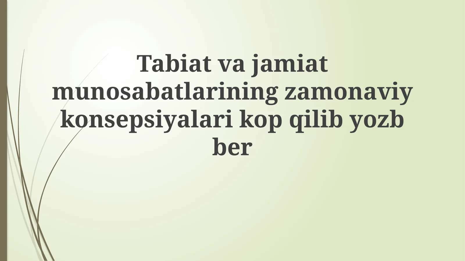 Zamonaviy Konseptsiyalar