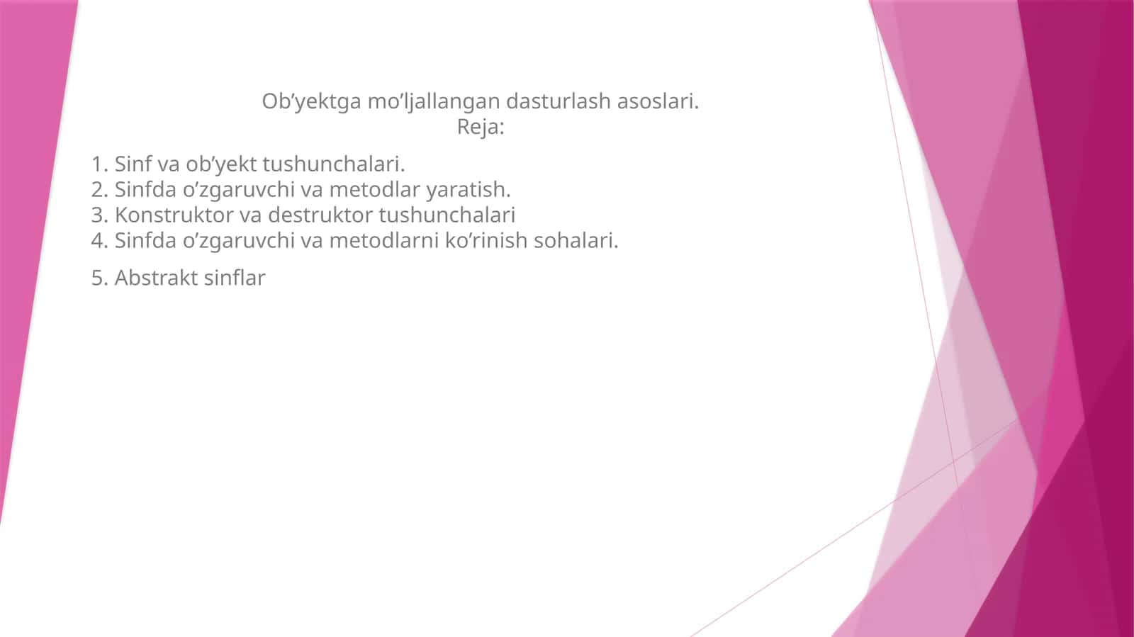 Dasturlash asoslari