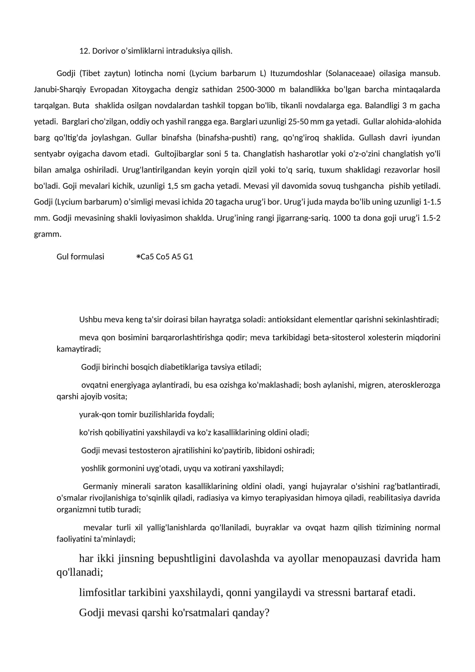 Dorivor o’simliklarni intraduksiya qilish