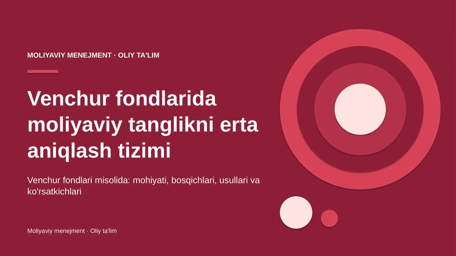 venchur fondlarida moliyaviy tanglikni erta aniqlash tizimi 2789