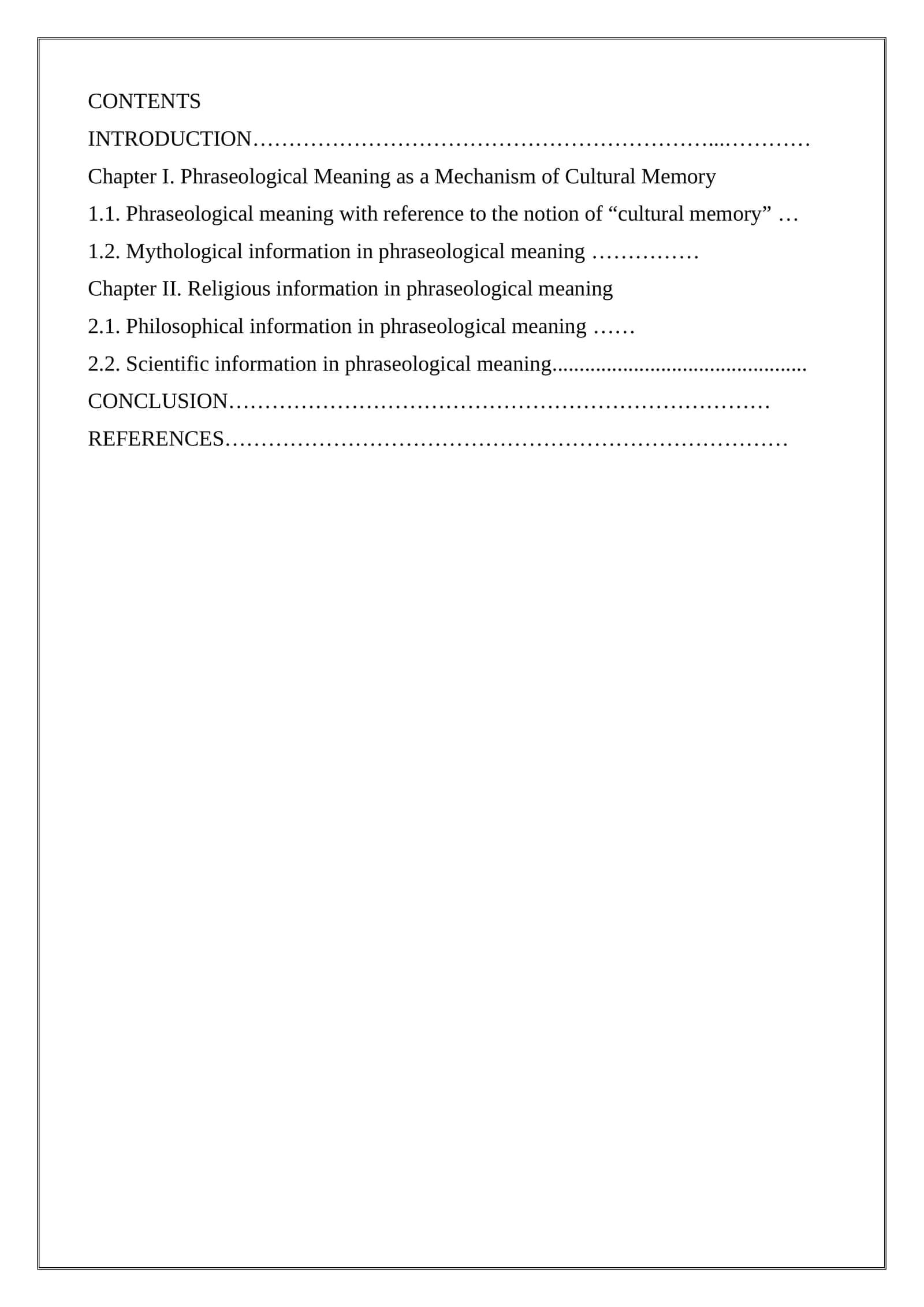 Phraseological Meaning as a Mechanism of Cultural Memory