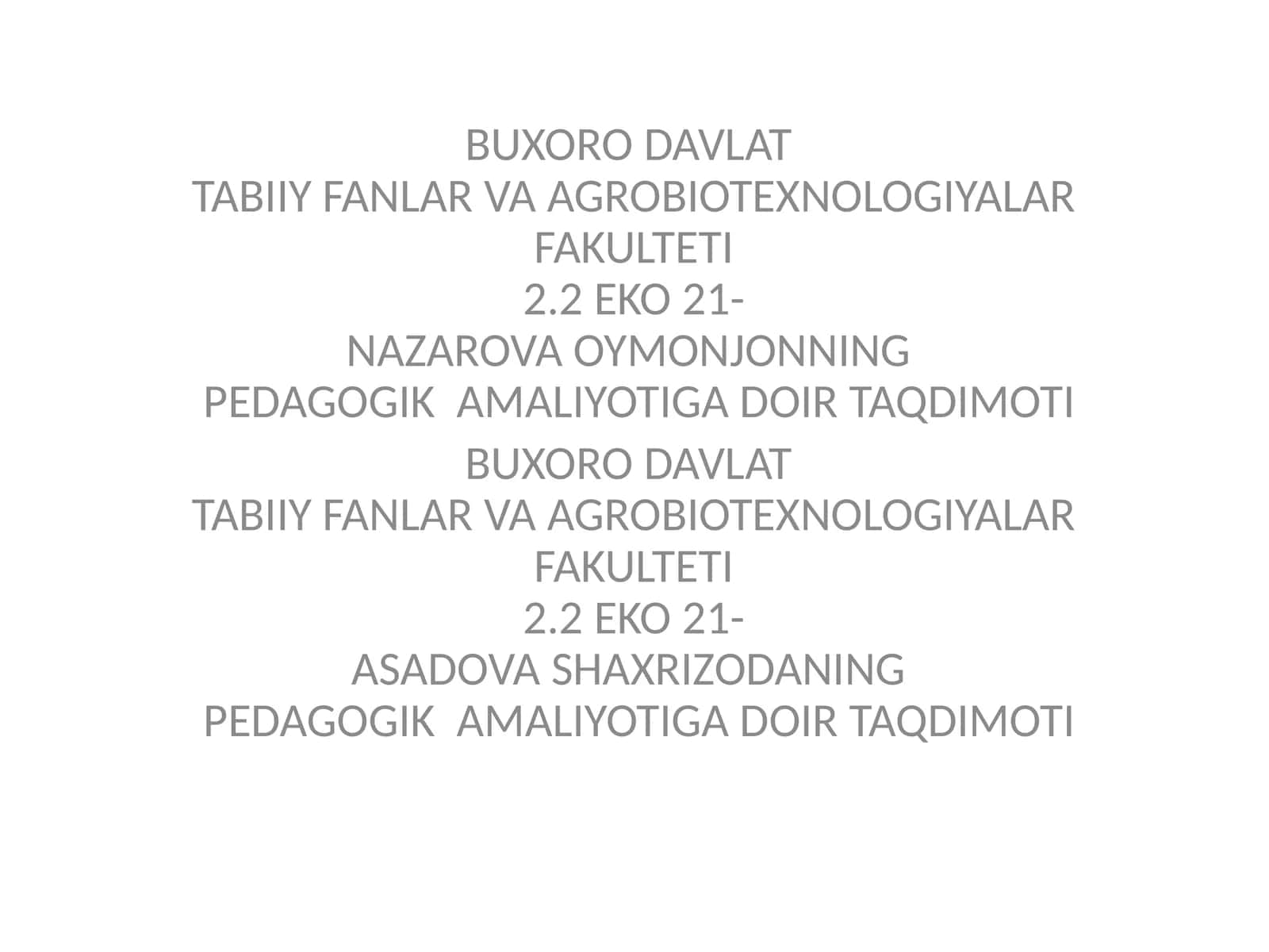 PEDAGOGIK AMALIYOTIGA DOIR TAQDIMOTI