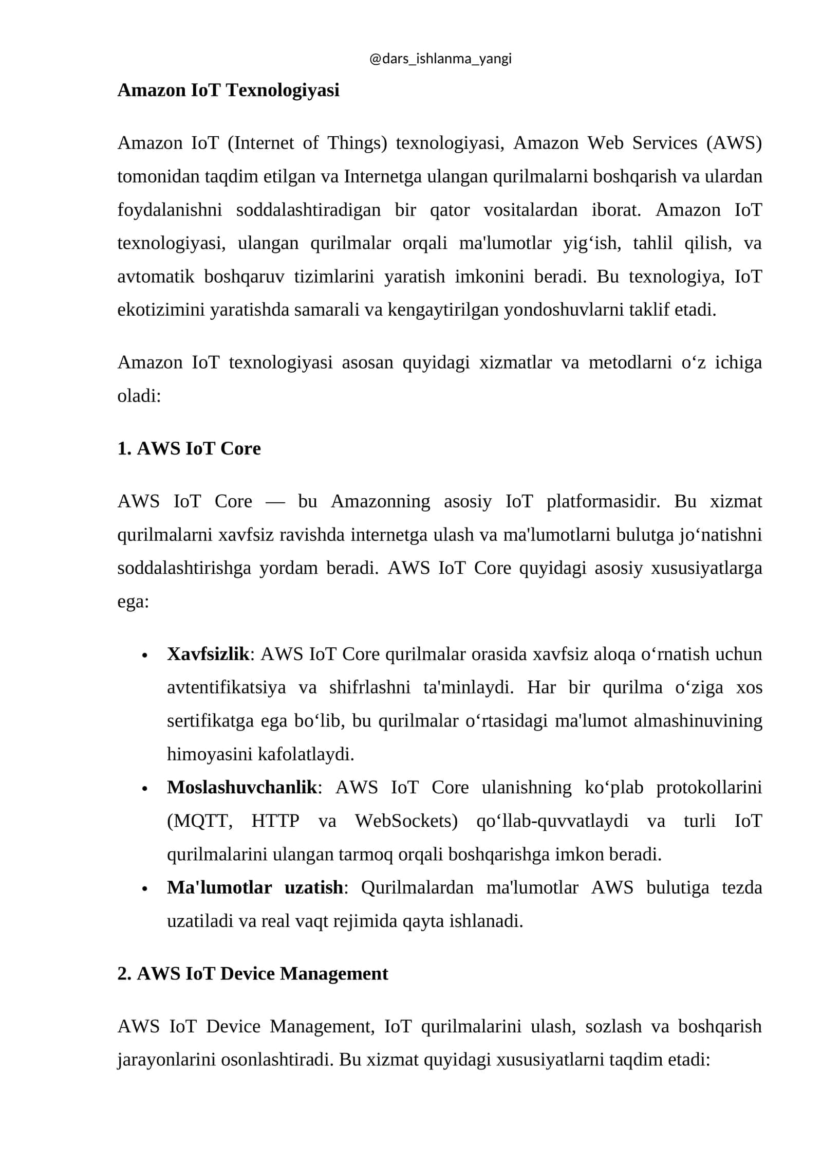 Amazon IoT Texnologiyasi