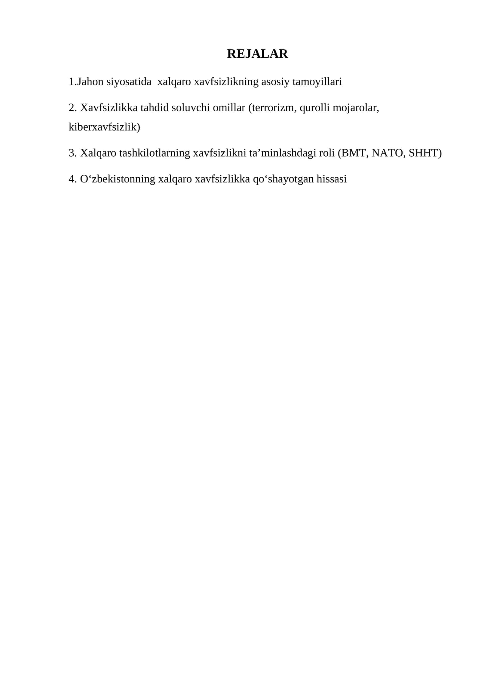 Xalqaro Xavfsizlikning Asosiy Tamoyillari