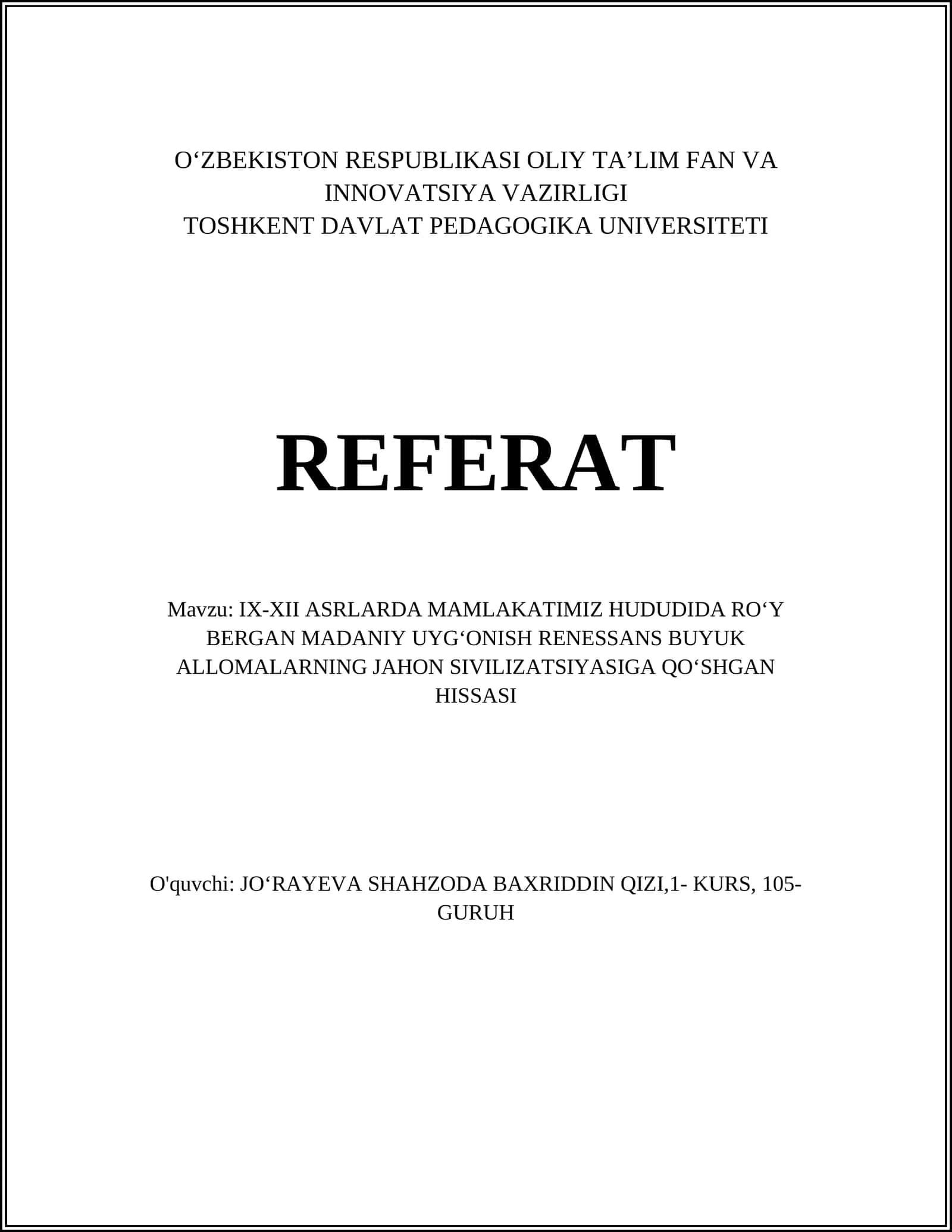 Muhammad al-Khorezmiyning matematikaga qo'shgan hissasi
