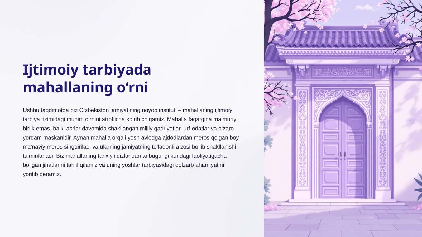 Ijtimoiy tarbiyada mahallaning o‘rni