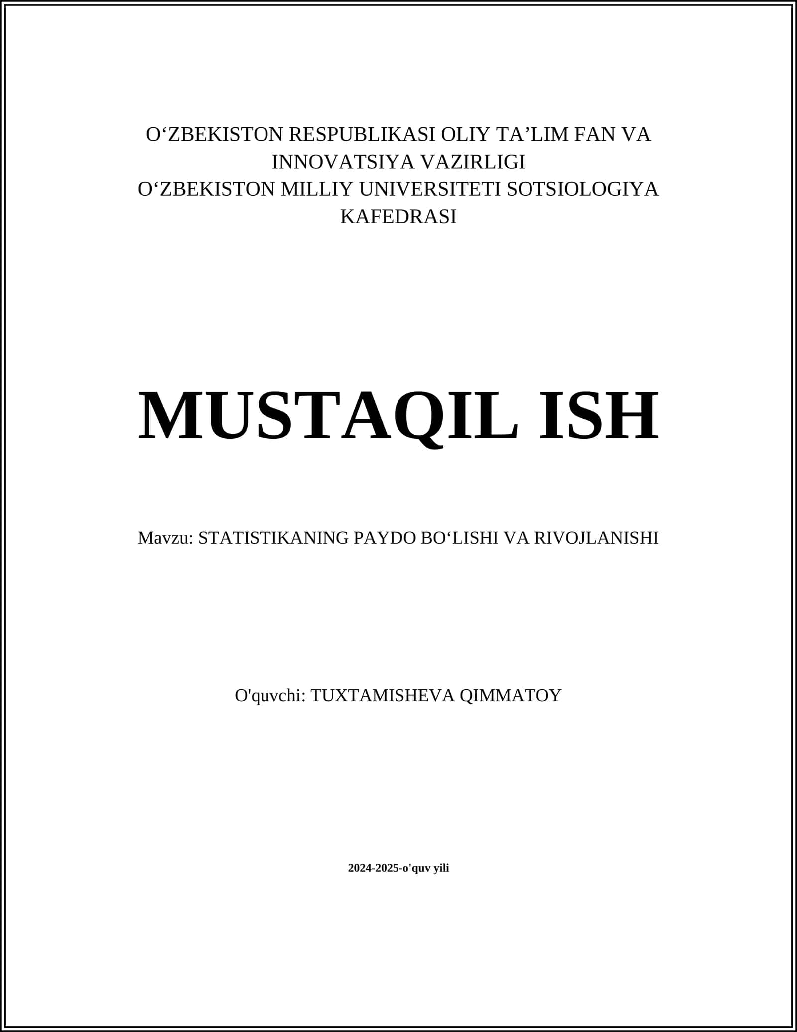 Statistikaning paydo boʻlishi va rivojlanishi