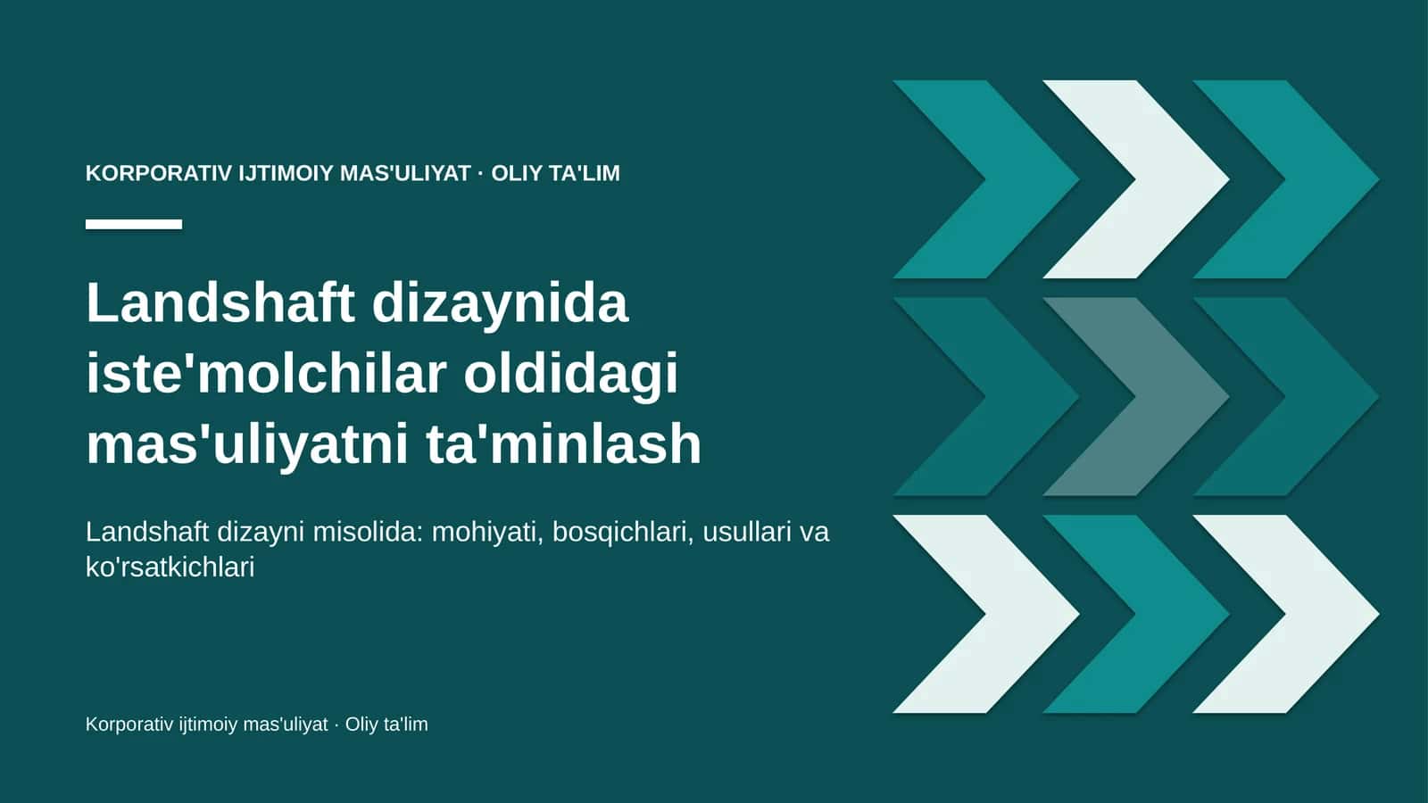 Landshaft dizaynida iste'molchilar oldidagi mas'uliyatni ta'minlash