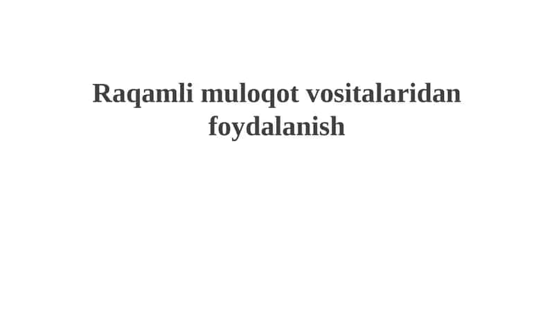 Raqamli aloqa vositalari