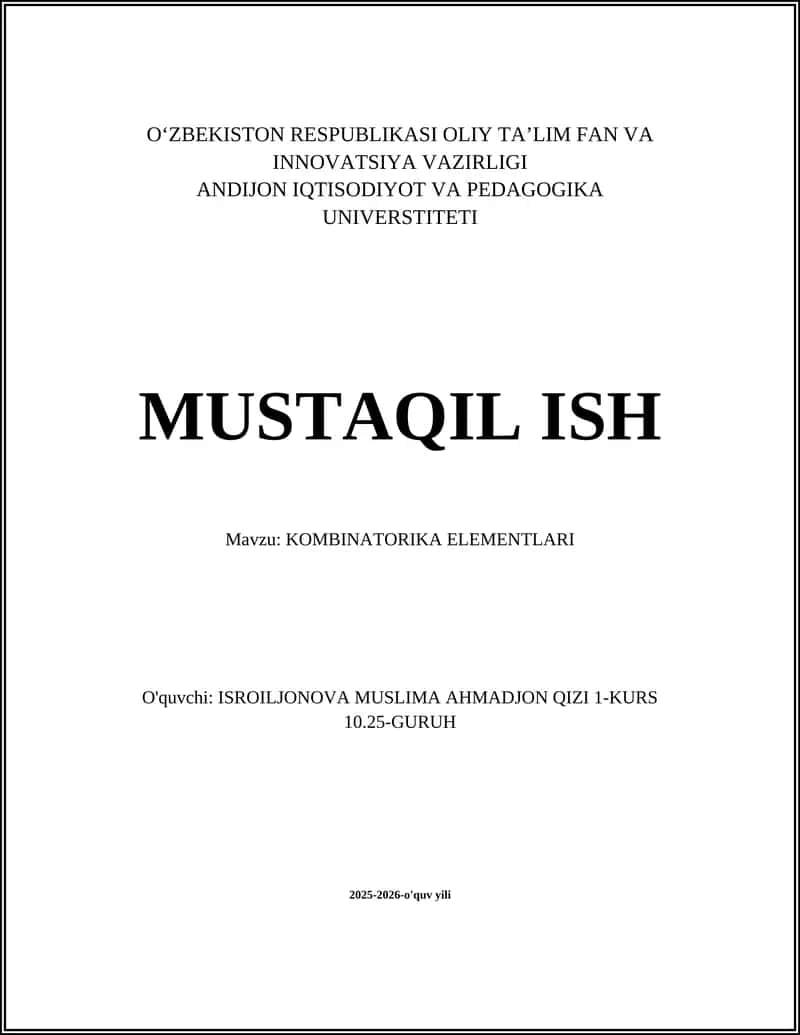 KOMBINATORIKA ELEMENTLARI