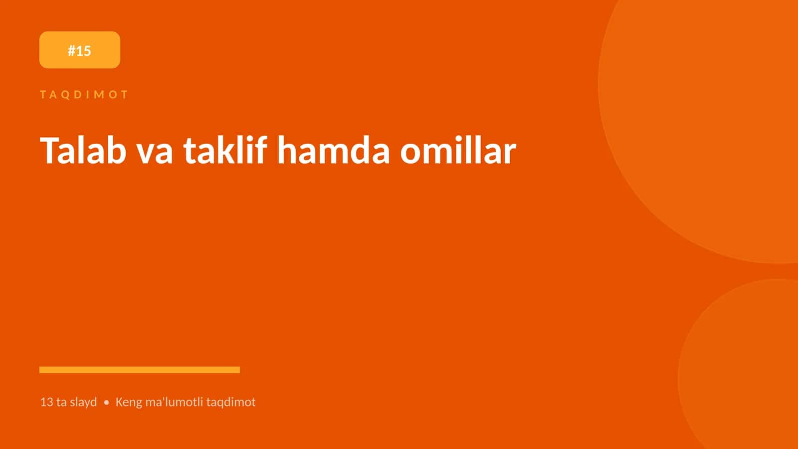 Talab va taklif hamda omillar