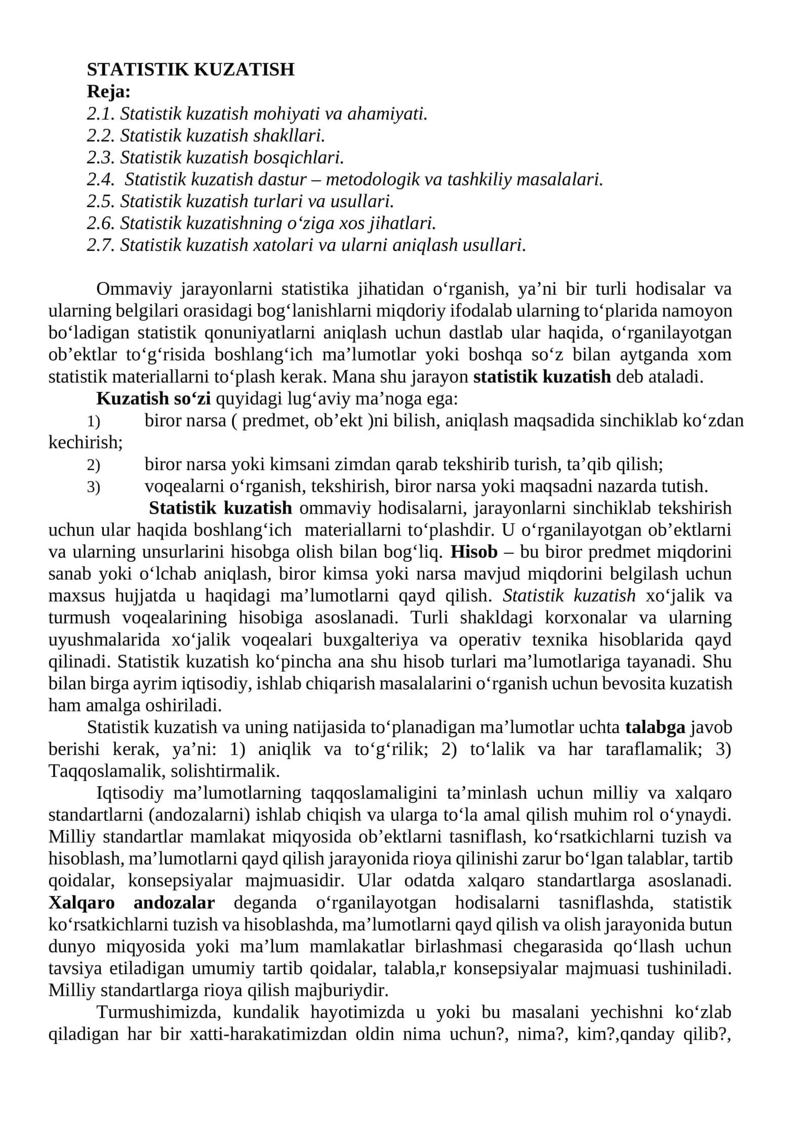 STATISTIK KUZATISH