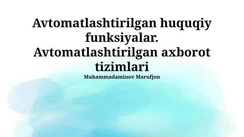 Avtomatlashtirilgan Huquqiy Funktsiyalar