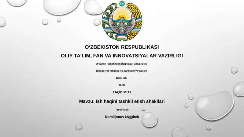Ish haqini tashkil etish shakllari