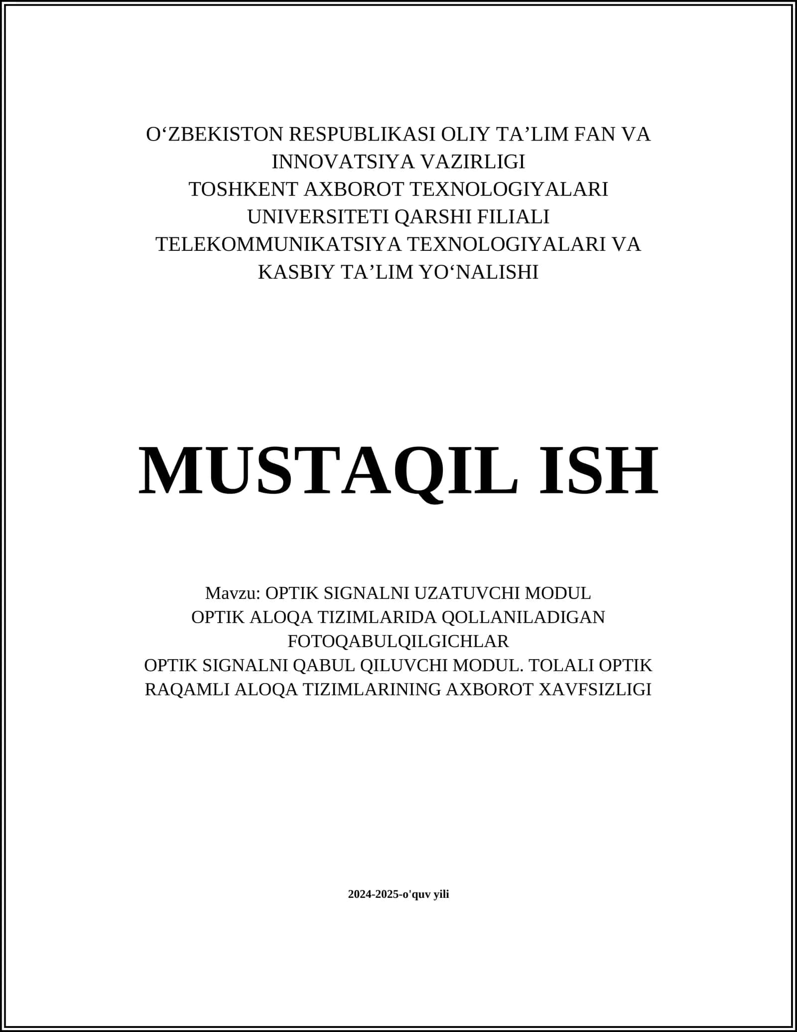 OPTIK SIGNALNI UZATUVCHI MODUL